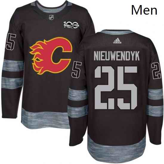 Mens Adidas Calgary Flames 25 Joe Nieuwendyk Authentic Black 1917 2017 100th Anniversary NHL Jersey